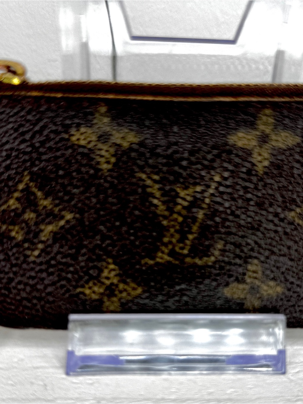 Louis Vuitton Monogram Pochette Cles Key Pouch Coin Case Wallet Brown Canvas